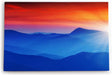 Paul Sinus Wandbild 120x80cm Gebirge Berge Blau Rot Sonnenstrahlen Bergkette