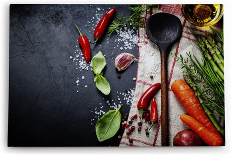 Paul Sinus Wandbild 120x80cm Gewürze Holzlöffel Küche Essen Kochen Obst