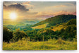 Paul Sinus Wandbild 120x80cm Hügellandschaft Sonnenuntergang Berge Grün Wiesen