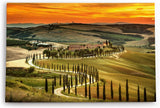 Paul Sinus Wandbild 120x80cm Italien Toskana Landschaft Sonnenuntergang roter Himmel