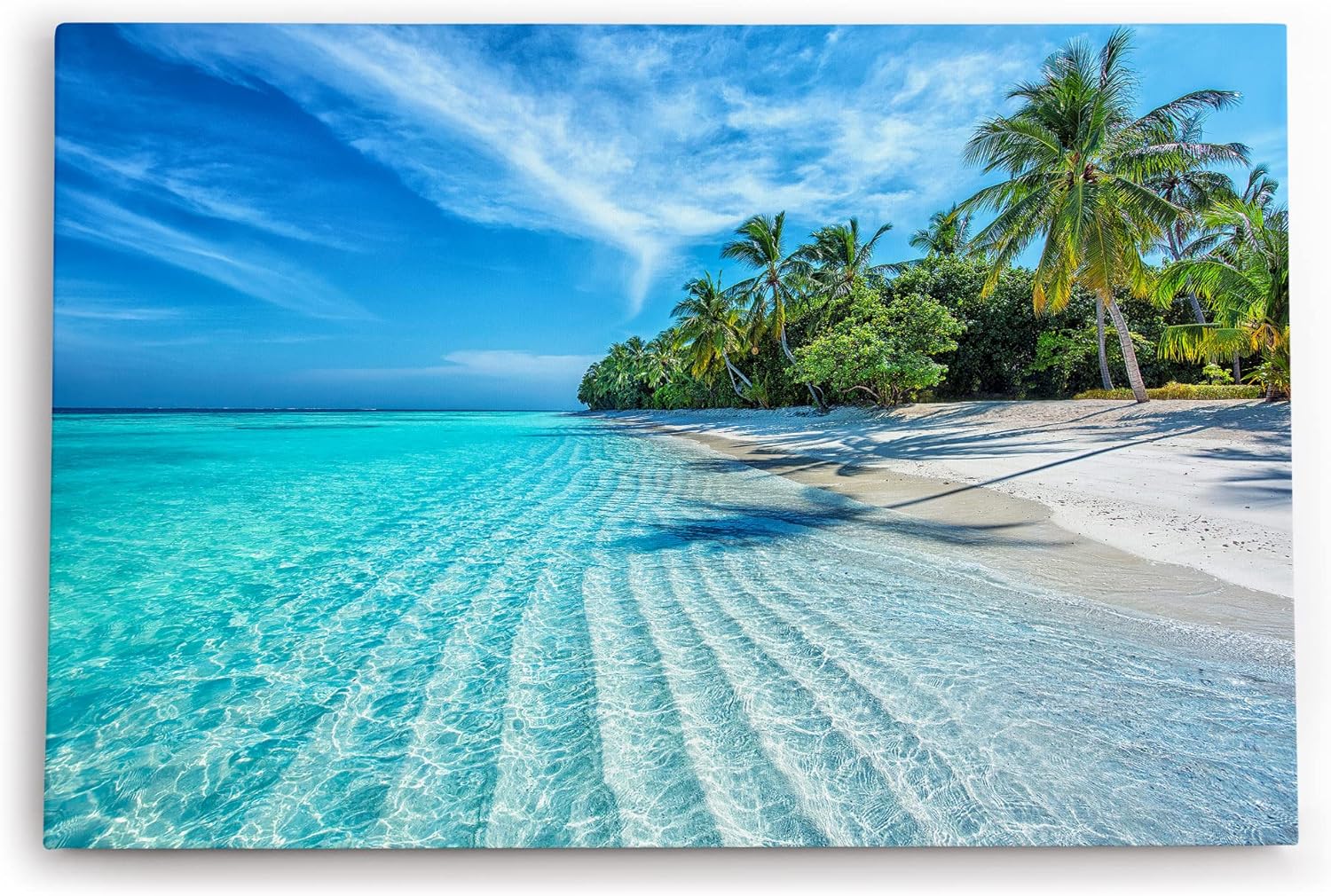 Wandbild 120x80cm Karibik Insel Südseeparadies Palmen Strand Meer Türkis