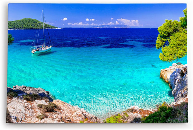 Paul Sinus Wandbild 120x80cm Karibik Insel Südseeparadies Segelboot Meer Türkis