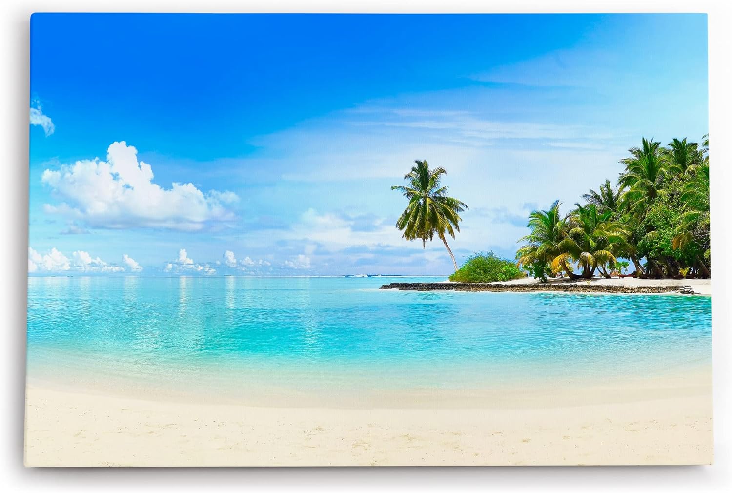 Wandbild 120x80cm Karibik Südsee Palmen Strand Meer Sommer