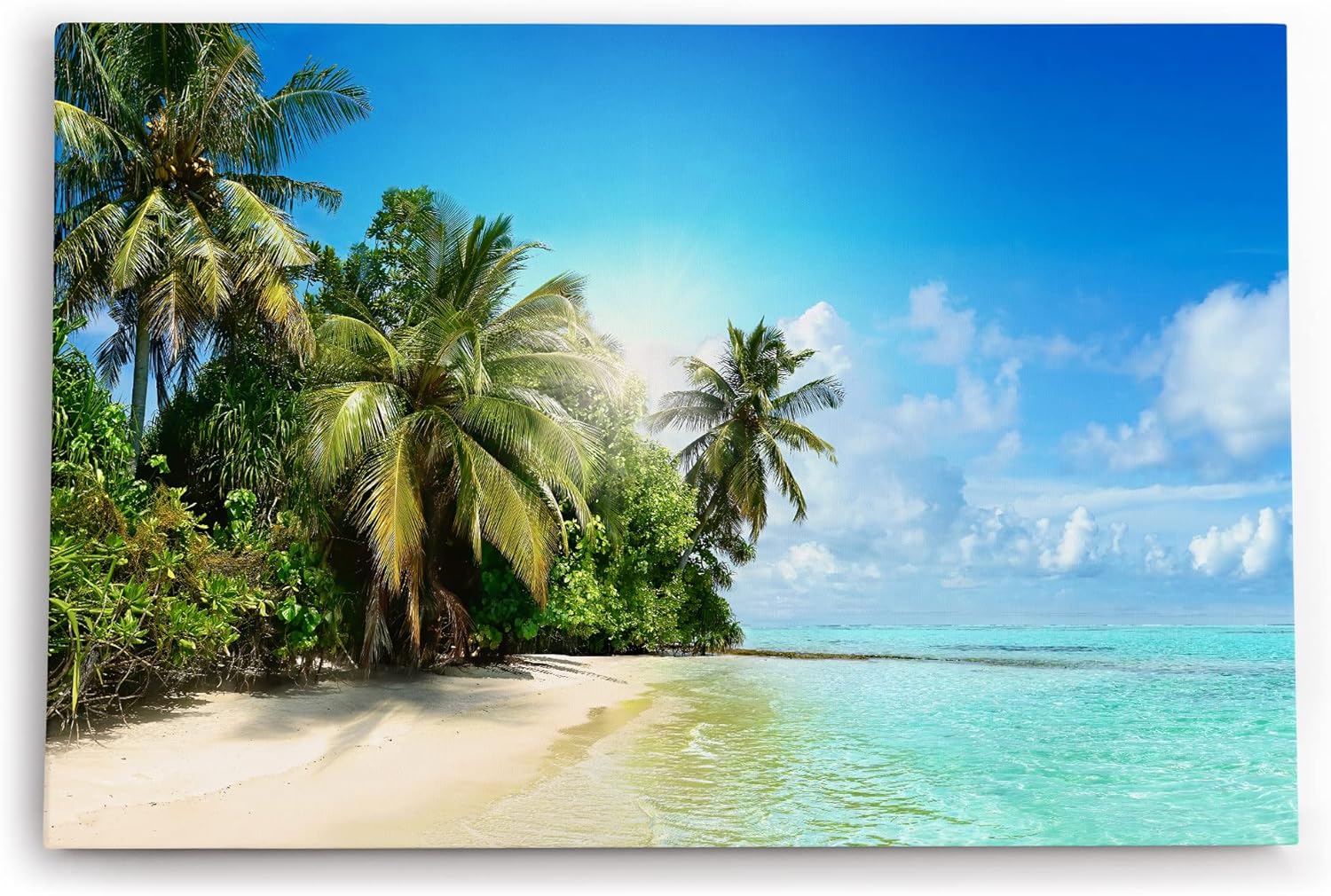 Wandbild 120x80cm Karibik Südsee Palmen Strand Meer Sommer Sonne