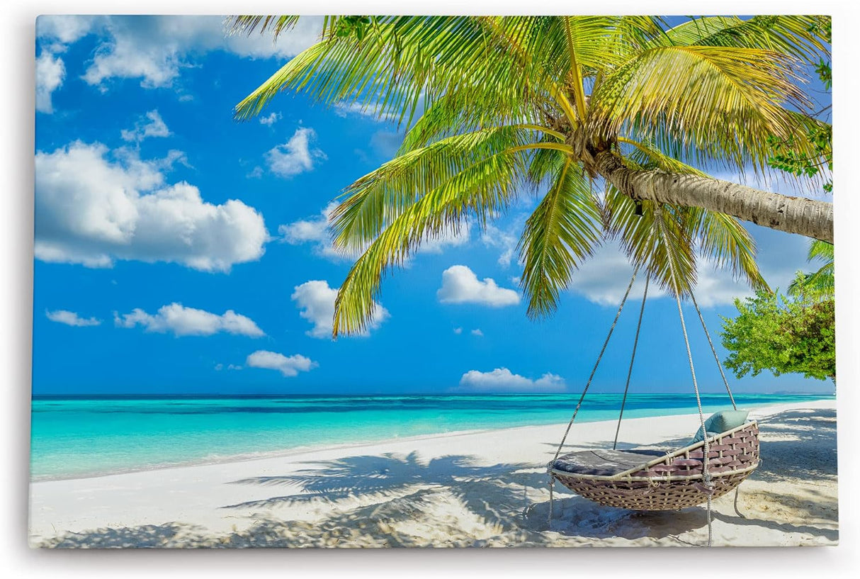 Paul Sinus Wandbild 120x80cm Karibik Traumstrand Sand Meer Palmen Sonnenschein
