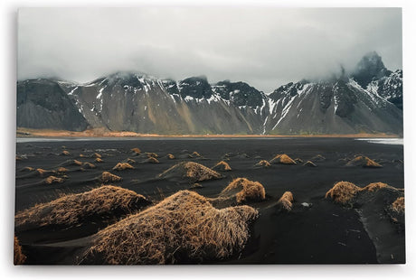 Paul Sinus Wandbild 120x80cm Klifatindur Island Berg schwarzer Strand isländische Landschaft