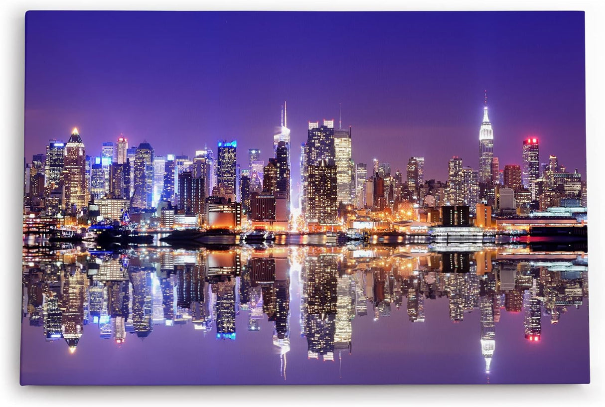 Paul Sinus Wandbild 120x80cm Manhattan Skyline New York Nacht Wolkenkratzer