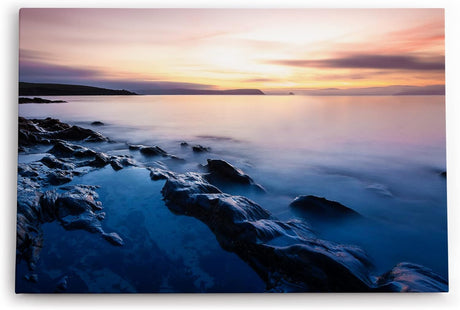 Paul Sinus Wandbild 120x80cm Meer Felsen Horizont Steine Fotokunst Kunstvoll Sonnenuntergang