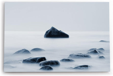 Paul Sinus Wandbild 120x80cm Meer Nebel Felsen Weiß Fotokunst Horizont Harmonisch