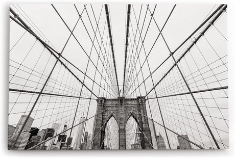 Paul Sinus Wandbild 120x80cm New York Manhattan Wolkenkratzer Brooklyn Bridge Grau