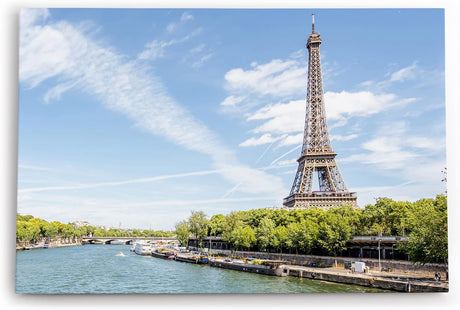 Paul Sinus Wandbild 120x80cm Paris Eiffelturm Fluss Frankreich Kanal blauer Himmel