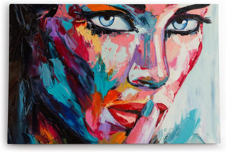 Wandbild 120x80cm Porträt einer jungen Frau Feminin Farbenfroh Abstrakt