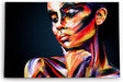Wandbild 120x80cm Porträt einer jungen Frau Make Up Farbenfroh Kunstvoll
