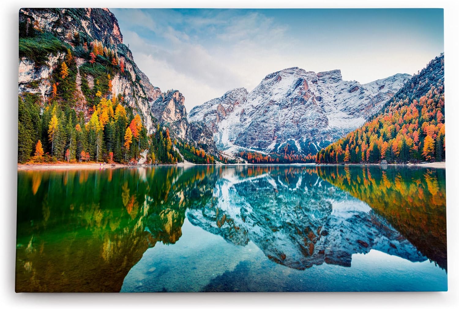 Paul Sinus Wandbild 120x80cm Pragser Wildsee Alpen Italien Bergsee See Natur