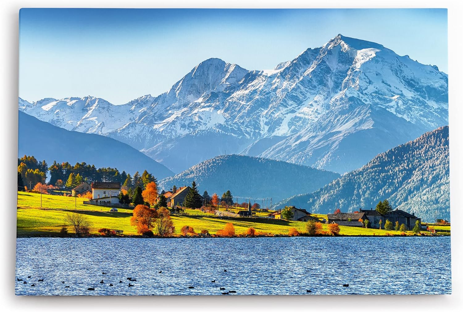 Paul Sinus Wandbild 120x80cm Rätische Alpen Alpensee See Bergsee Blau Natur