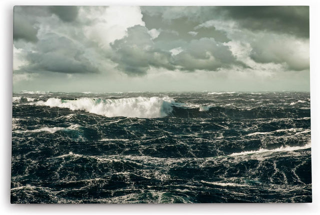 Paul Sinus Wandbild 120x80cm Raue See Meer Wellen Grau Ozean Horizont Sturm