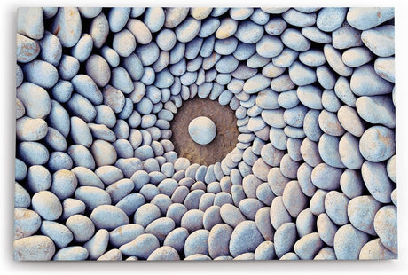 Paul Sinus Wandbild 120x80cm Runde weiße Steine Kunstvoll Steinkreis Strand
