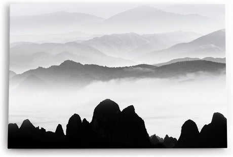 Paul Sinus Wandbild 120x80cm Schwarze weiße Berglandschaft Berge Gebirge Fotokunst Abstrakt