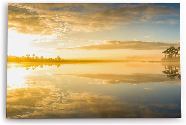 Paul Sinus Wandbild 120x80cm See Sonnenaufgang Natur Nebel Horizont Himmel