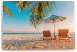 Wandbild 120x80cm Sommer Strand Traumstrand Palme Liegen Urlaub
