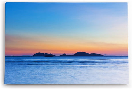 Paul Sinus Wandbild 120x80cm Sonnenuntergang Abendröte Fels Strand Meer Horizont Insel