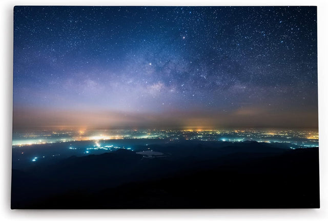 Paul Sinus Wandbild 120x80cm Sternenhimmel Nacht Stadtlichter Milchstraße Sterne
