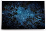 Wandbild 120x80cm Sternenhimmel Nacht Wald Bäume Baumkronen Milchstraße