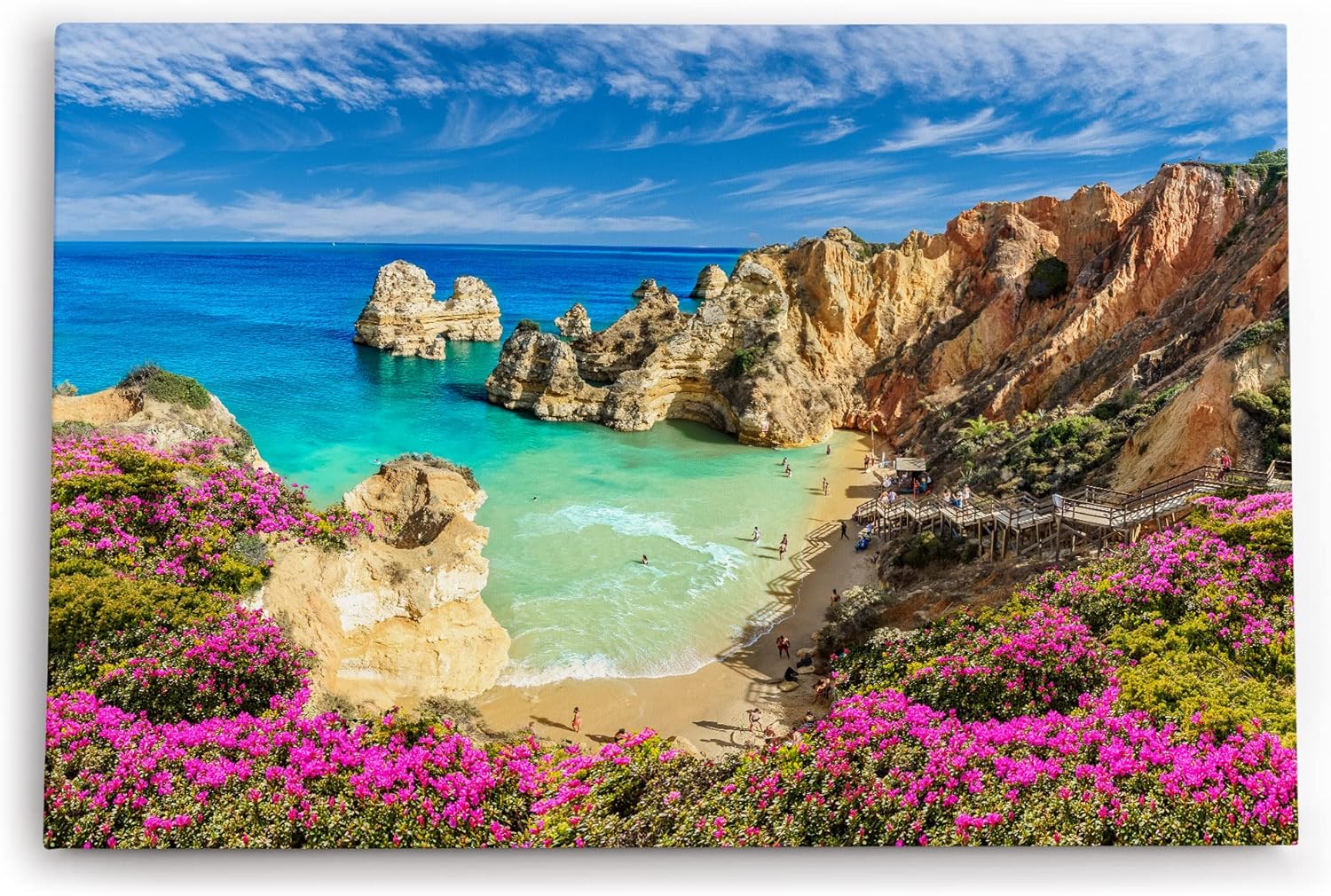 Paul Sinus Wandbild 120x80cm Strand Bucht Meer Sommer Küste Wildblumen