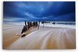 Paul Sinus Wandbild 120x80cm Strand Meer Horizont Schiffswrack Gewitterwolken