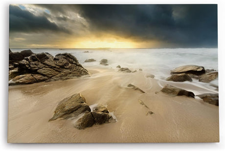 Paul Sinus Wandbild 120x80cm Strand Ozean Meer Gewitterwolken Horizont Sonnenuntergang