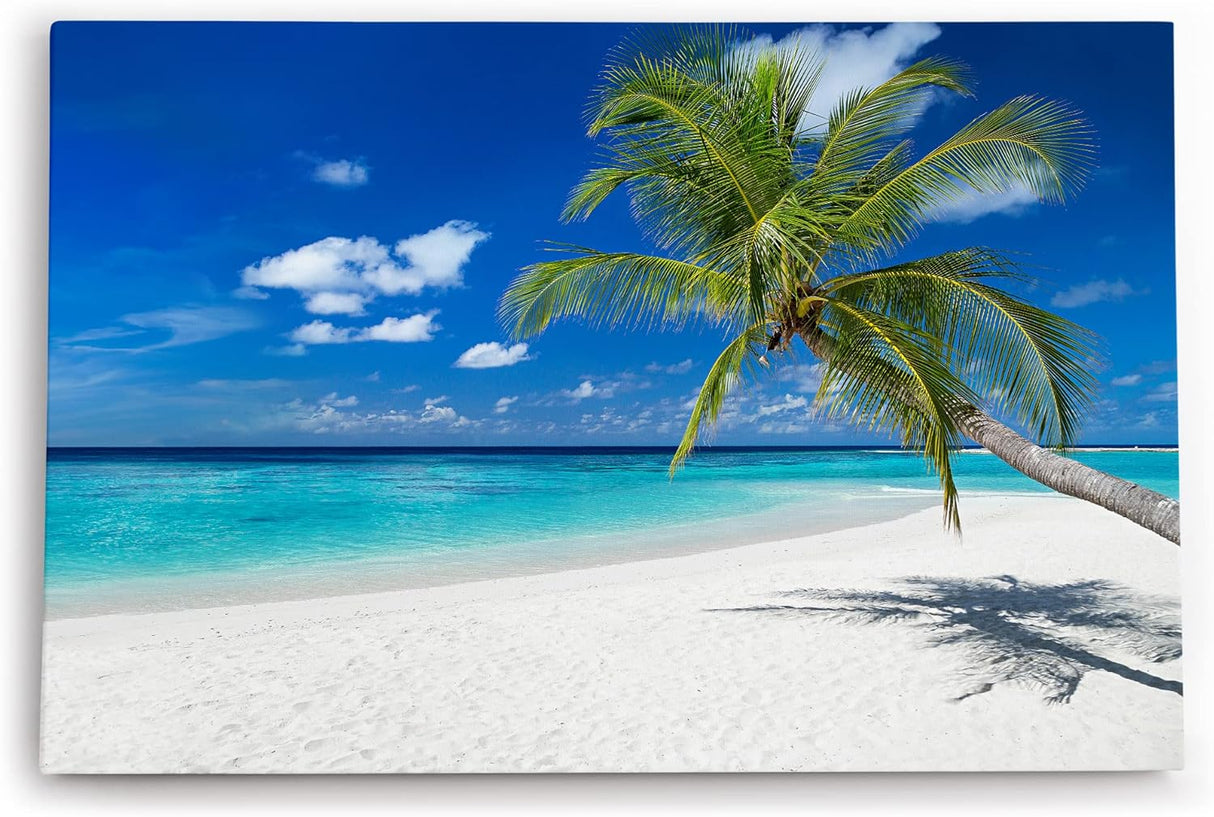 Wandbild 120x80cm Südseeparadies Palmen Strand Sonne Meer Türkis