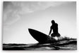 Paul Sinus Wandbild 120x80cm Surfer Surfbrett Schwarz Weis Ozean Wellen Fotokunst