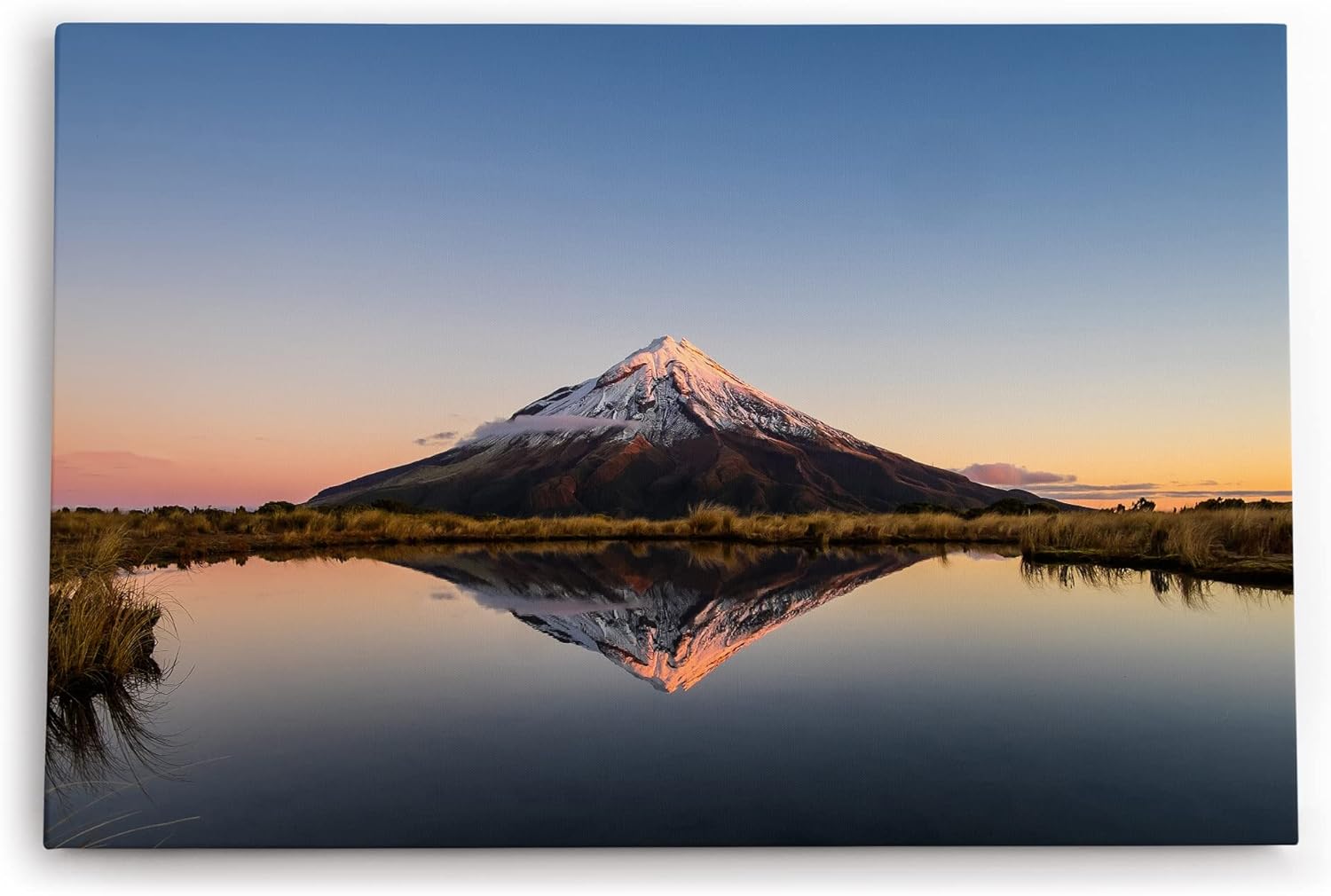 Paul Sinus Wandbild 120x80cm Taranaki Vulkan Neuseeland See Berg Sonnenuntergang