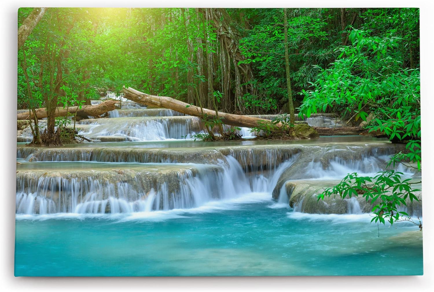 Paul Sinus Wandbild 120x80cm Tropischer Wasserfall Dschungel Bach Türkis Natur