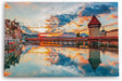 Paul Sinus Wandbild 120x80cm Vierwaldstättersee Luzern Schweiz Holzbrücke Sonnenuntergang