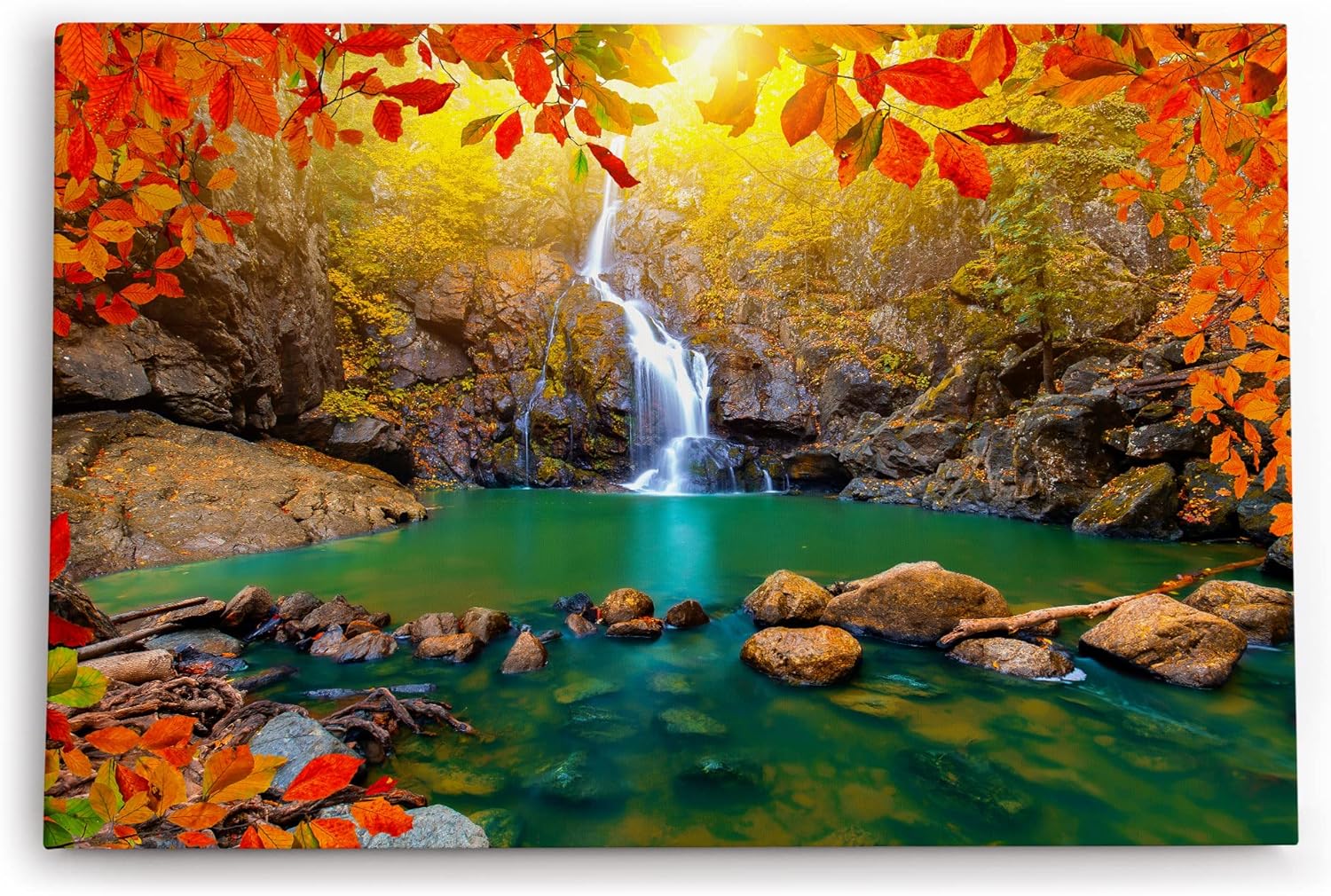 Paul Sinus Wandbild 120x80cm Wasserfall im Dschungel Natur Bach Tropisch