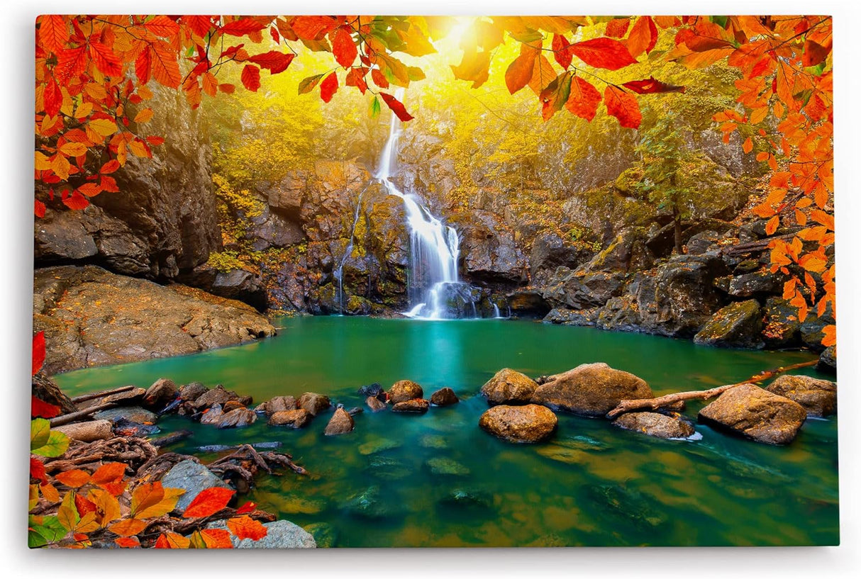 Paul Sinus Wandbild 120x80cm Wasserfall im Dschungel Natur Bach Tropisch
