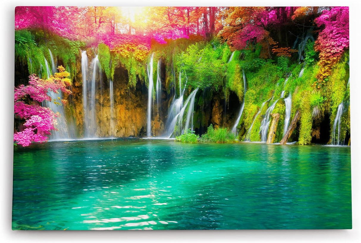 Paul Sinus Wandbild 120x80cm Wasserfälle im Dschungel Thailand Grün Natur