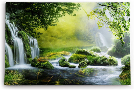 Paul Sinus Wandbild 120x80cm Wasserfälle im Dschungel Thailand Grün Natur