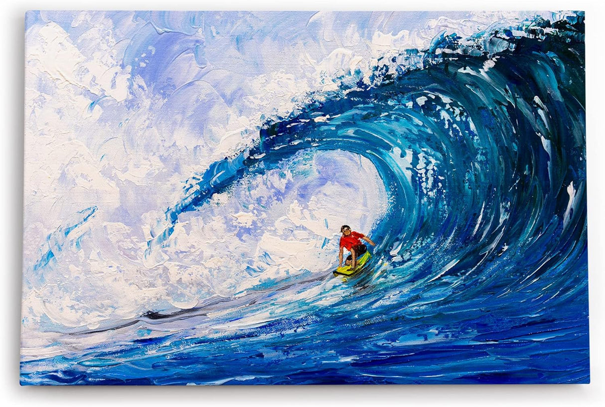 Paul Sinus Wandbild 120x80cm Welle Surfen Meer Ozean Abstrakt Kunstvoll Blau