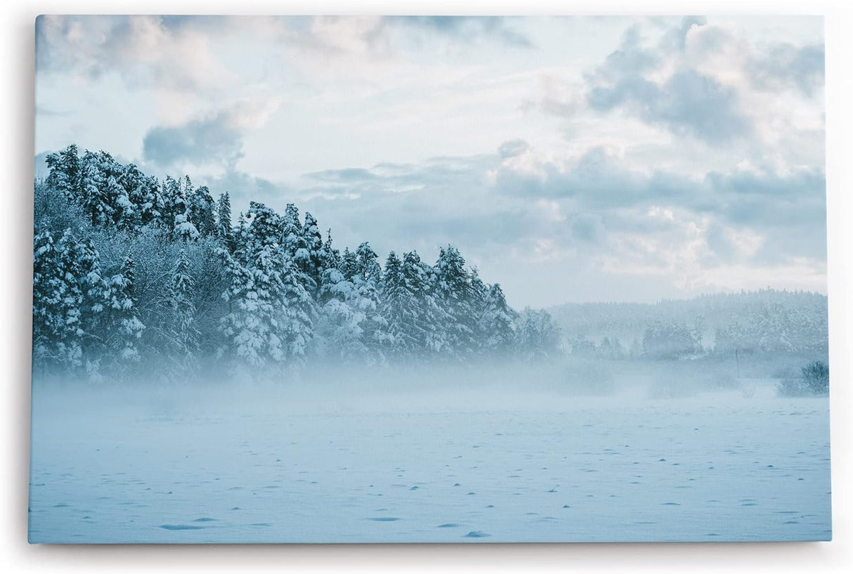Paul Sinus Wandbild 120x80cm Winter Schnee Tannen Winterlandschaft Nebel