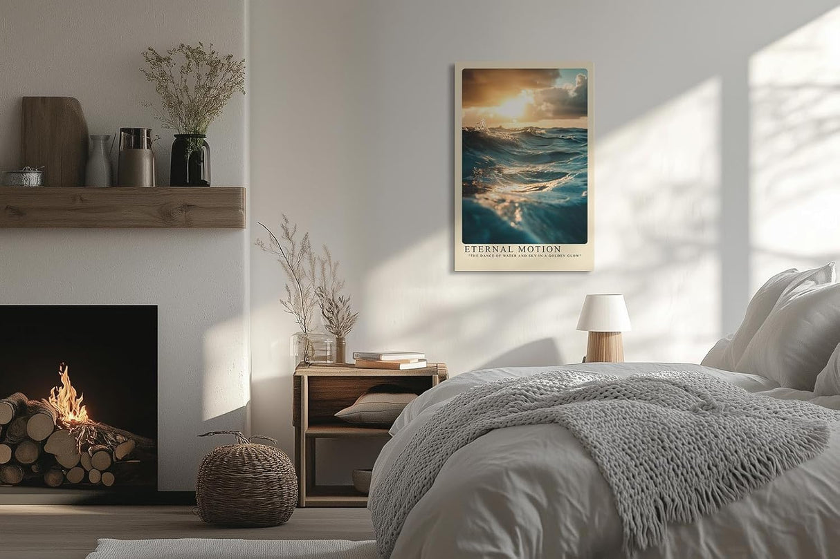 Paul Sinus Leinwandbild 40x60cm Wellen im goldenen Licht – Dynamisches Meeresmotiv mit Sonnenuntergang, Lichtreflexionen und kraftvoller Bewegung