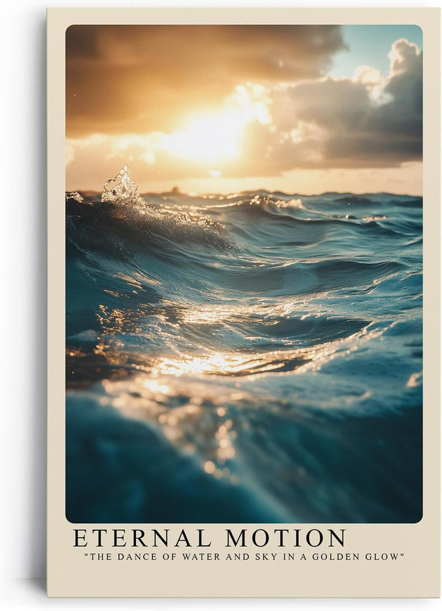 Paul Sinus Leinwandbild 40x60cm Wellen im goldenen Licht – Dynamisches Meeresmotiv mit Sonnenuntergang, Lichtreflexionen und kraftvoller Bewegung