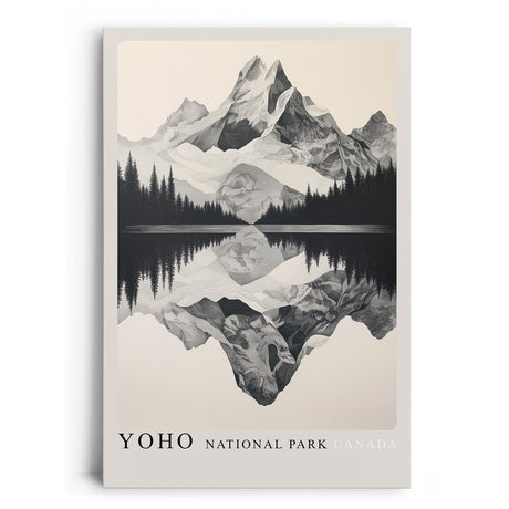 Paul Sinus Leinwandbild 80x120cm Yoho Nationalpark – Detaillierte Berglandschaft in monochromer Eleganz mit Spiegelung im See und feinen Schattierungen