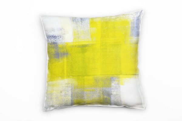 Abstrakt, gelb, weiß, grau, gemalt Deko Kissen 40x40cm für Couch Sofa Lounge Zierkissen