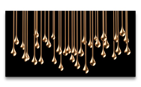 Leinwandbild 120x60cm Goldene Tropfen Modern Dekorativ Perlen Gold