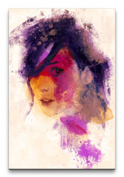 Winona Ryder Porträt Abstrakt Kunst Schauspielerin Farbenfroh 60x90cm Leinwandbild
