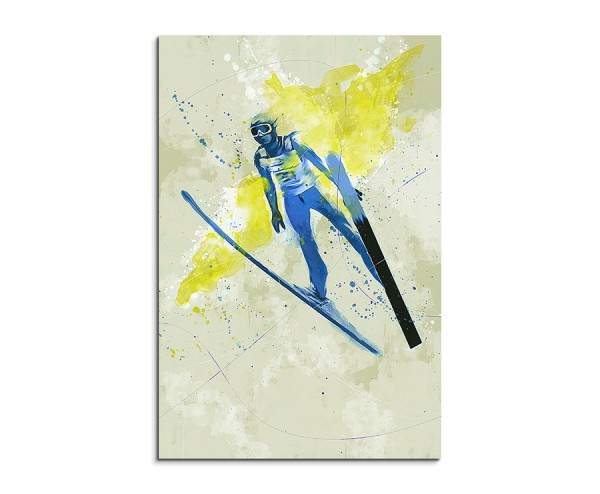 Ski Weitsprung 90x60cm SPORTBILDER Paul Sinus Art Splash Art Wandbild Aquarell Art
