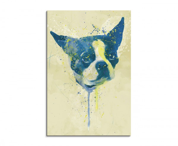 French Dog Aqua 90x60cm Wandbild Aquarell Art