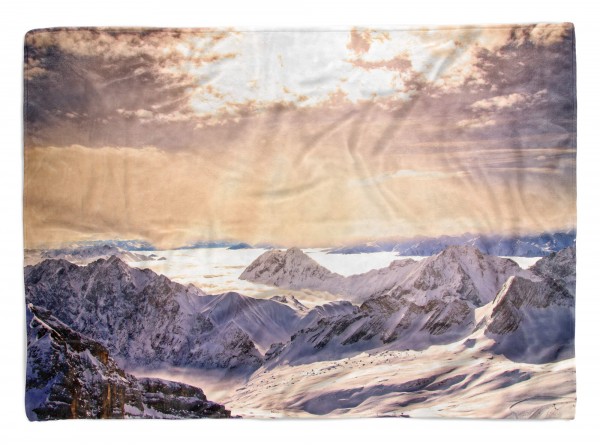 Handtuch Strandhandtuch Saunatuch Kuscheldecke mit Fotomotiv Berge Schnee Bergkette